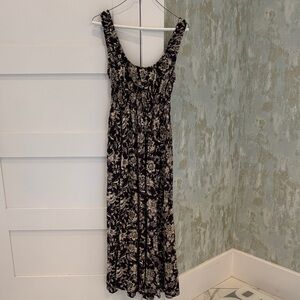 Faherty Floral Black and Cream Maxi Dress